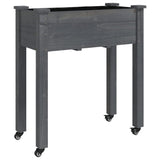 ZNTS Wheeled Planter with Liner Grey 71x37x80 cm Solid Wood Fir 3157825