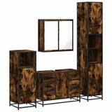 4 Piece Bathroom Furniture Set Smoked Oak Engineered Wood 3301202