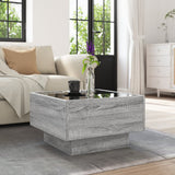 Coffee Table with LED Grey Sonoma 50x50x30 cm Engineered Wood 847509