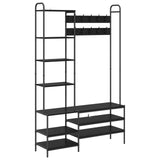 Coat Stand with Shoes Bench Black Oak 120.5 x 34 x 190 cm 8012038