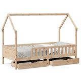 Kids Bed Frame with Drawers without Mattress 90x190 cm Single Solid Wood 3302038