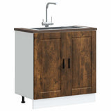 Sink Base Cabinet "Porto" Smoked Oak 80x46x81.5 cm Engineered Wood 853932