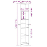 Bookcase Black Oak 40x24x176 cm Engineered Wood 862454
