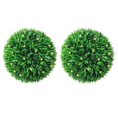 ZNTS Artificial Boxwood Balls with LED Lights 2 pcs Green 38 cm 3335901