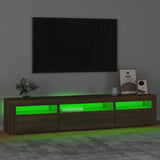 TV Cabinet with LED Lights Brown Oak 195x35x40 cm 3152745