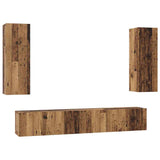 TV Cabinet Set Wall-mounted 5 pcs Old Wood Engineered Wood 3393450