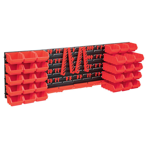 80 Piece Storage Bin Kit with Wall Panels Red and Black 150812