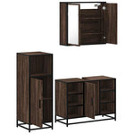 3 Piece Bathroom Furniture Set Brown Oak Engineered Wood 3300974