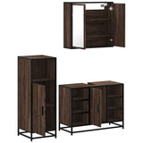 3 Piece Bathroom Furniture Set Brown Oak Engineered Wood 3300974