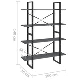 4-Tier Book Cabinet Grey 100x30x140 cm Solid Pine Wood 806484