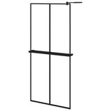 ZNTS Walk-in Shower Wall with Shelf Black 90x195 cm ESG Glass&Aluminium 3185456