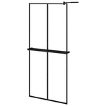 ZNTS Walk-in Shower Wall with Shelf Black 90x195 cm ESG Glass&Aluminium 3185458