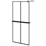 Walk-in Shower Wall with Shelf Black 90x195 cm ESG Glass&Aluminium 3185458