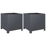 ZNTS Garden Planters 2 pcs Anthracite 40x40x40 cm Steel 851204