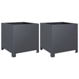 ZNTS Garden Planters 2 pcs Anthracite 40x40x40 cm Steel 851204