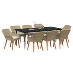Garden Dining Set with Cushion 9 pcs Beige Poly Rattan 3261697