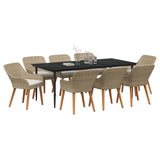 Garden Dining Set with Cushion 9 pcs Beige Poly Rattan 3261697