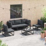Garden Sofa Set with Cushion 6 pcs Black Aluminium 3378847