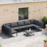 Garden Sofa Set with Cushion 8 pcs Black Steel 3378983
