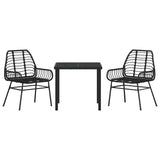 Garden Dining Set 3 pcs Black Poly Rattan 3380841