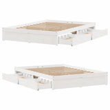 Bed Frame without Mattress White 150x200 cm King Size Solid Wood Pine 3301665