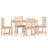 Garden Dining Set Natural Wood Look Solid Pine Wood 5 Piece Set 3154683