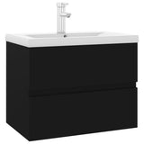 Sink Cabinet with Built-in Basin Black Engineered Wood 3071631
