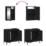 ZNTS 2 Piece Bathroom Furniture Set Black Engineered Wood 3214780