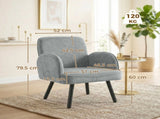 Lounge Chair Velvet Upholstered Armchair with Spring Cushion for Living Room Bedroom Grey T3398P553452