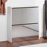 Shoe Cabinet 2-Layer Mirror White 63x17x67 cm 243046