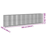 Gabion Basket with Cover 850x100x200 cm Galvanised Iron 3295240