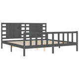 Bed Frame without Mattress Grey 200x200 cm Solid Wood Pine 3192838
