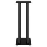 Speaker Stands 2 pcs Black Tempered Glass 4 Pillars Design 51817