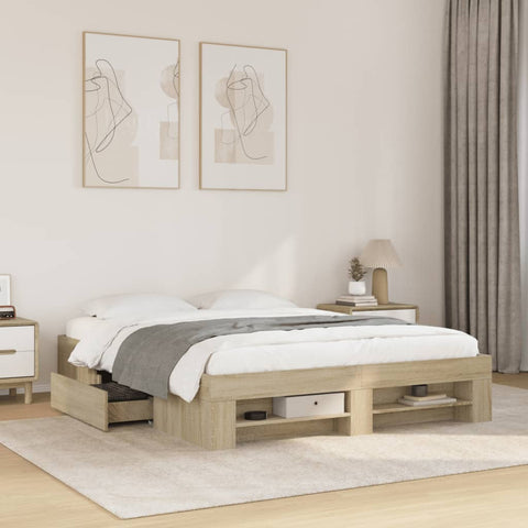 Bed Frame without Mattress Sonoma Oak 160x200 cm Engineered Wood 3295459