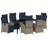 Garden Dining Set with Cushion 7 pcs Grey and Black Rattan 3380586