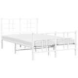 Metal Bed Frame without Mattress with Footboard White 120x200cm 355626