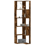 Corner Bookcase 5-Tier Smoked Oak 50x50x179 cm Engineered Wood 852586