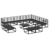 Garden Sofa Set with Cushion 13 pcs Black Aluminium 3378929
