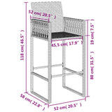 Garden Bar Stools 2 pcs Grey Poly Rattan 368704