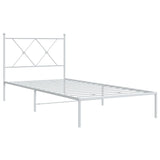 Metal Bed Frame without Mattress with Headboard White 90x200cm 376544