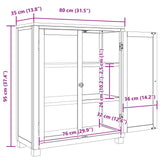Cabinet with Shelf Brown 80 x 35 x 95 cm Solid Oak Wood 4106556