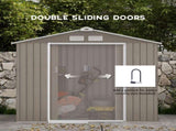 7 x 4ft Metal Garden Storage Shed with Vents, Floor Foundation Kit and Lockable Double Doors, Light T3398P314221