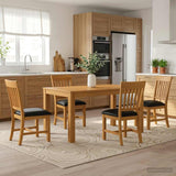 Dining Set 5 pcs Black Solid Oak Wood 3430352