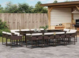 13 Piece Garden Dining Set with Cushions Brown Poly Rattan 3211401