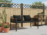 Outdoor Bench with Cushion Black 117 x 54 x 74.5 cm Poly Rattan 42025237