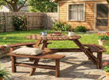 Wooden Garden Dining, 6 Seater Round Dining Picnic Table with Matching Bench, Garden Furniture T3398P554140
