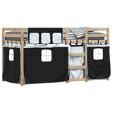 ZNTS Bunk Bed without Mattress White&Black 75x190 cm Small Single Solid Wood Pine 3283910