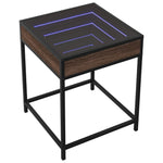 ZNTS Coffee Table with Infinity LED Brown Oak 40x40x51 cm 847676