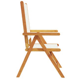 Reclining Garden Chairs 8 pcs Cream White Fabric and Solid Wood 3214540
