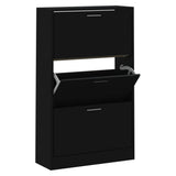 Shoe Cabinet Black 63x24x103 cm Engineered Wood 342552